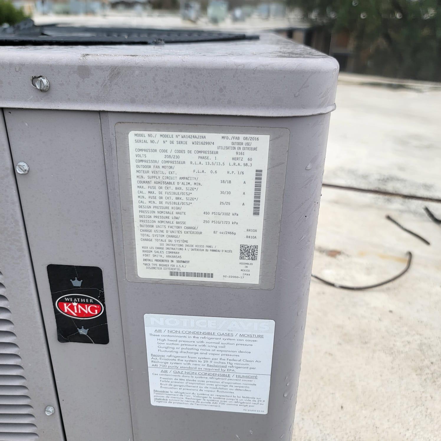 rooftop HVAC equipment maintenance for a Northcliffe North View home